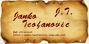 Janko Teofanović vizit kartica